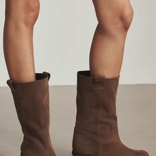 문 업사이클 힐 미들부츠  Moon Upcycle Heel Middle Boots 23F44CO