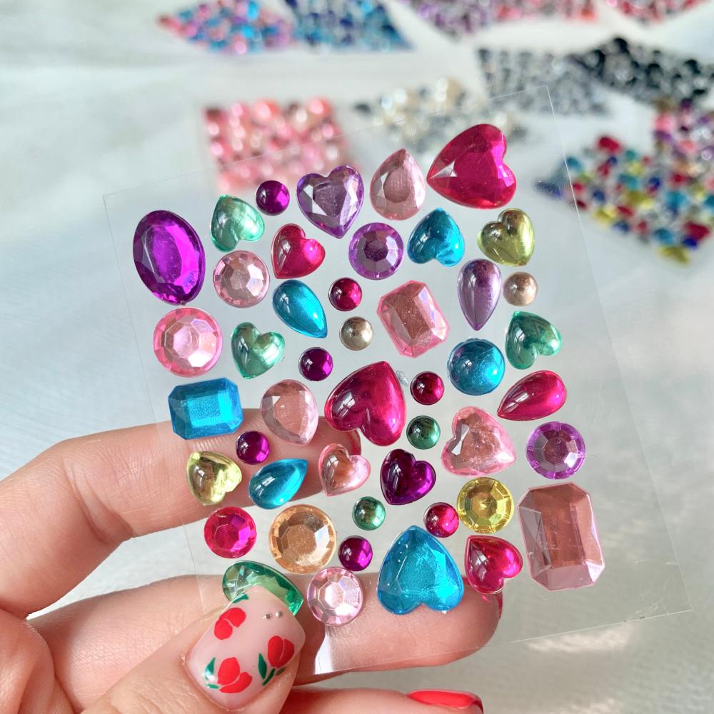 볼드한 보석스티커 큐빅스티커 혼합 핑크 하트 비즈 스티커