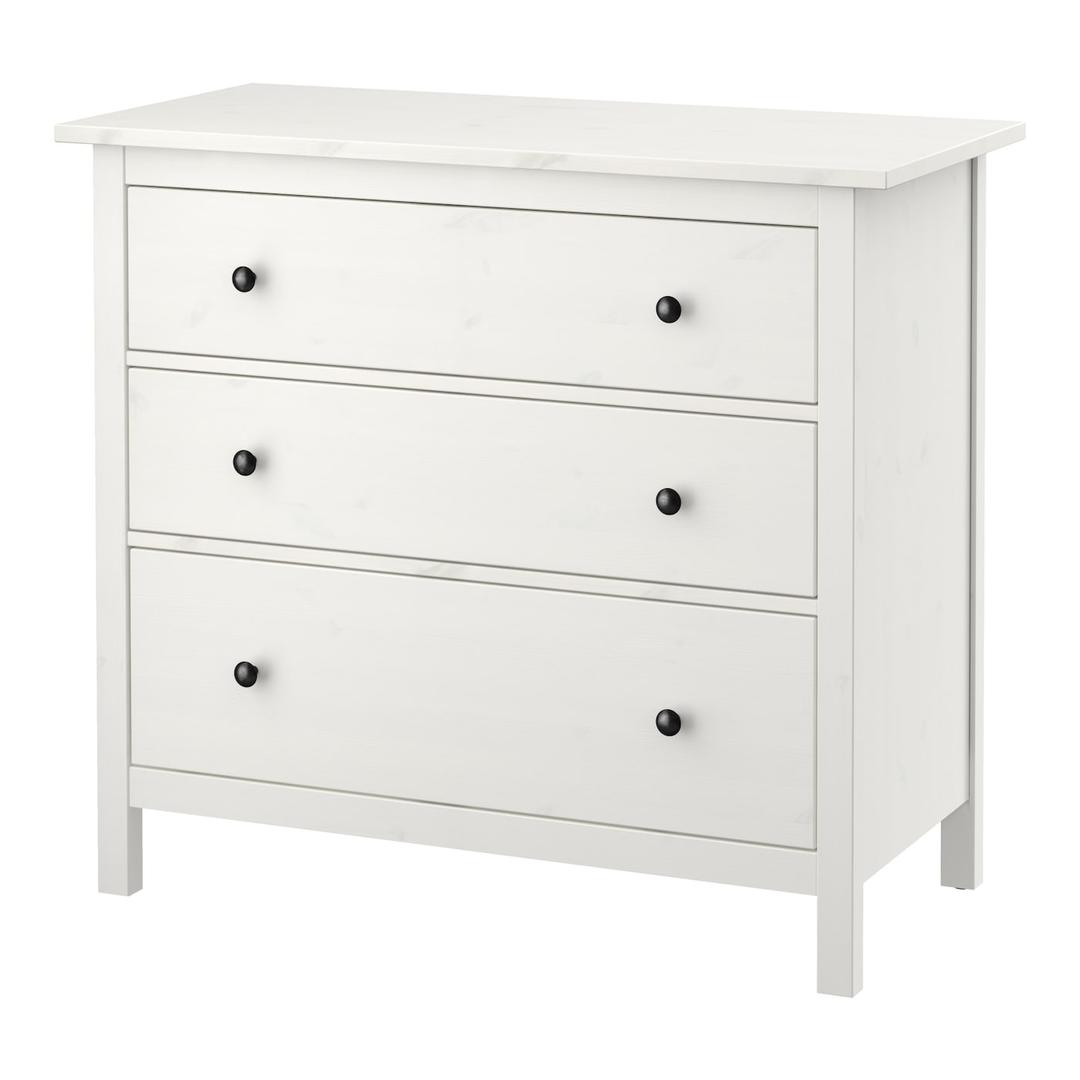 HEMNES 헴네스 3칸서랍장 - 화이트 스테인 108x96 cm