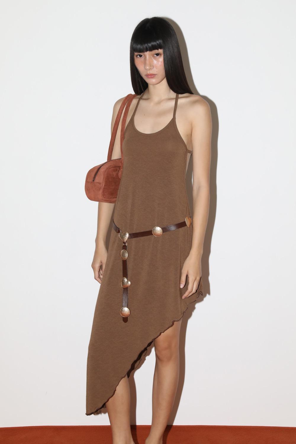 Peony unbalanced dress (brown)