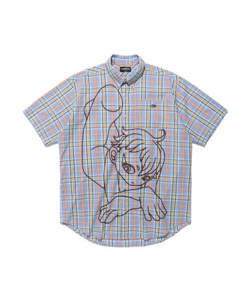 ANGEL CHECK BIG BIG HALF SHIRT_BLUE(NG2FMUW301A)