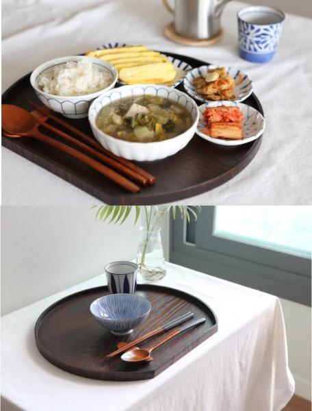 우드  반달 트레이