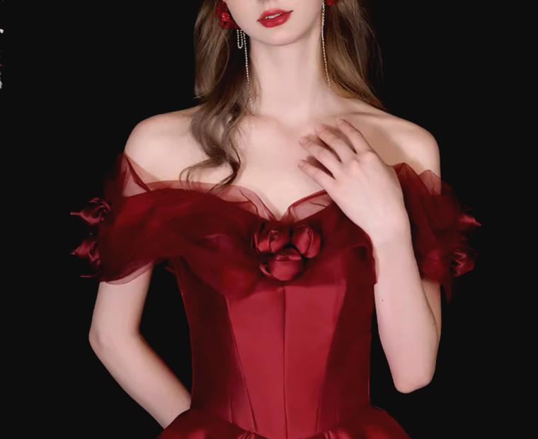 PTL1530-MN미니 드레스 파티드레스 연주회드레스 A라인 레드 오프숄더 드레스 졸업 프롬파티드레스 볼파티드레스 미디드레스