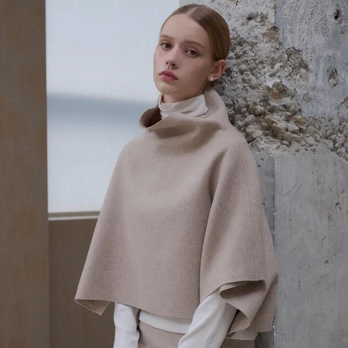 Mela wool cape [Melange beige]