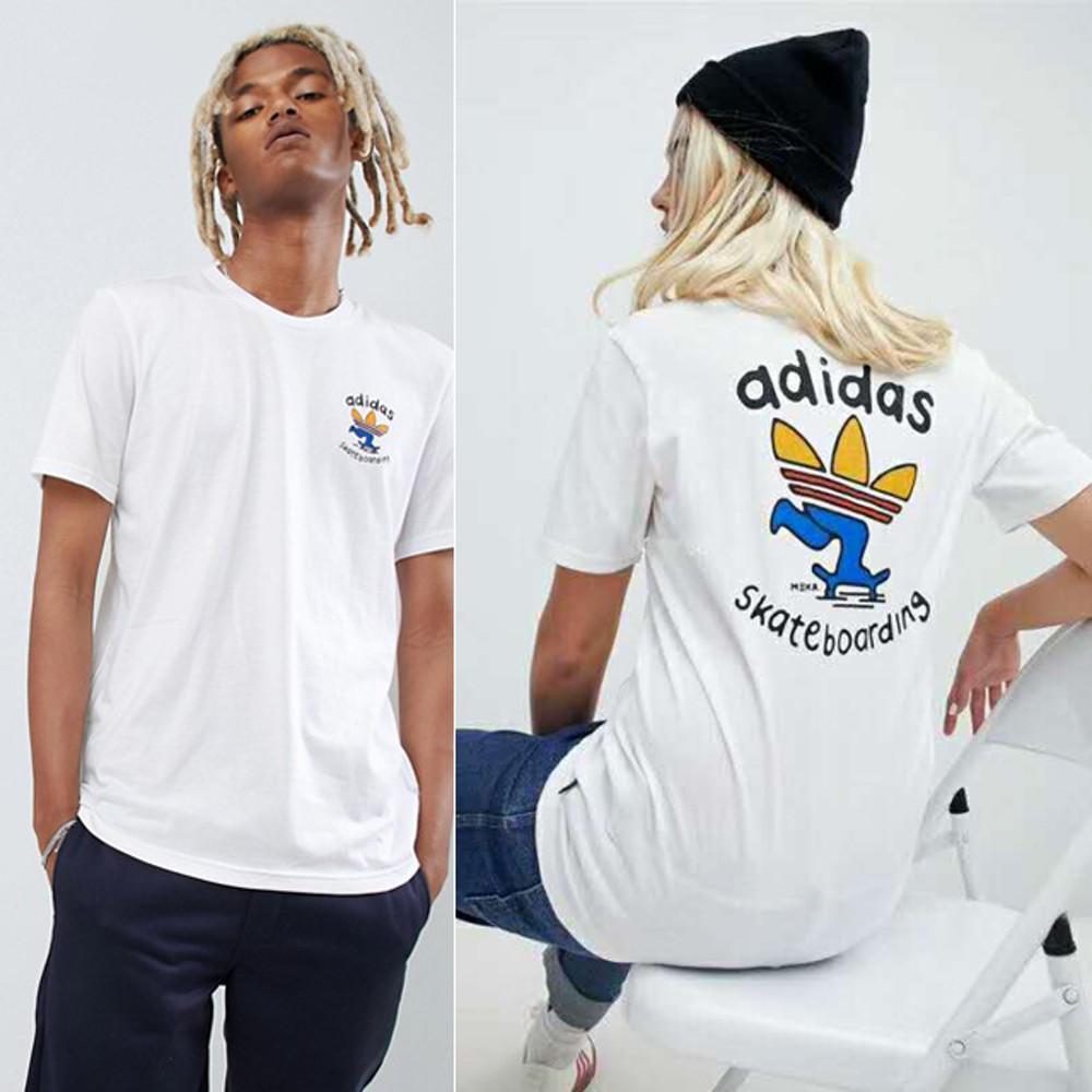 아디다스 오리지널 스케이트 보딩 프린트 티셔츠 남자 남성 반팔 티 DH3934