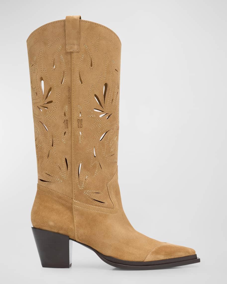 Cece Perforated Suede Western Boots