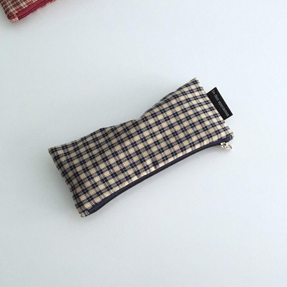 네이비 믹스 체크 필통(Navy mix check pencil case)