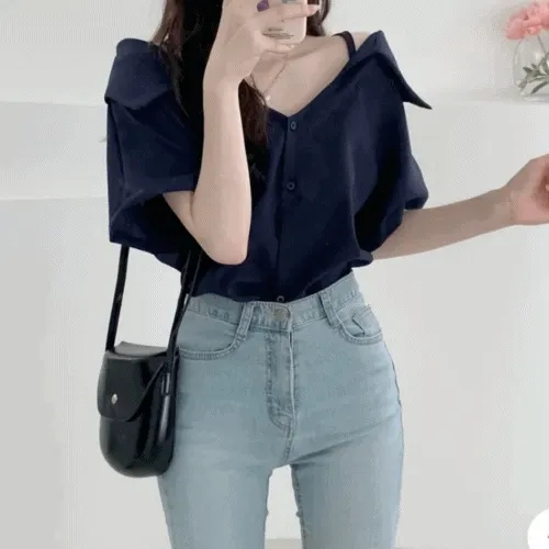 [여름 초특가 한정세일☀] 라오 카라 찰랑 오프숄더 반팔 블라우스