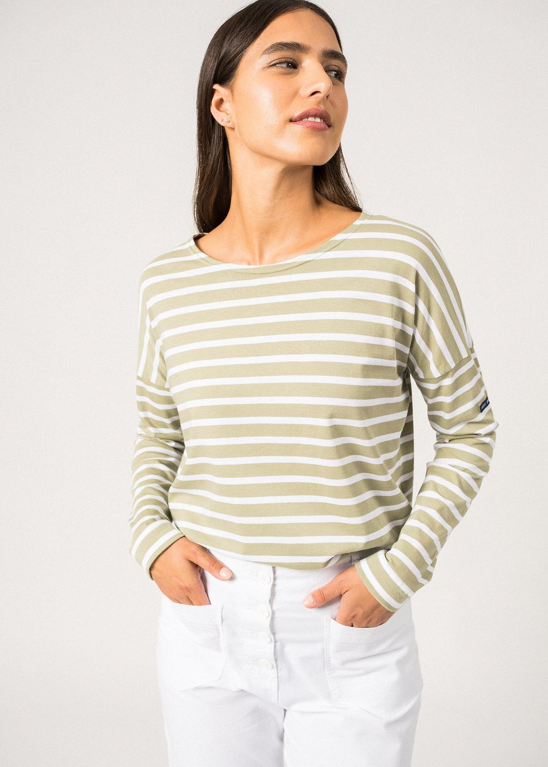 Marinière oversize Minquiers Drop - en coton léger (AMANDIER/NEIGE) - AMANDIER/NEIGE / S