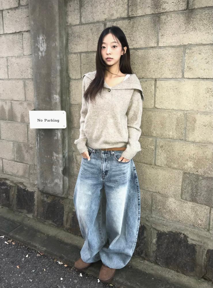 반오픈 레이어드 니트