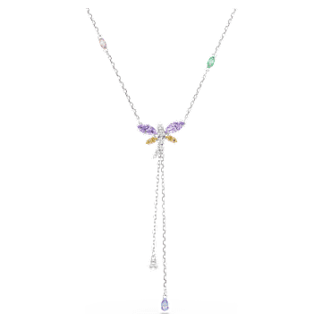 Ariana Grande x Swarovski Y necklace, Mixed cuts, Dragonfly, Multicolored, Rhodium plated