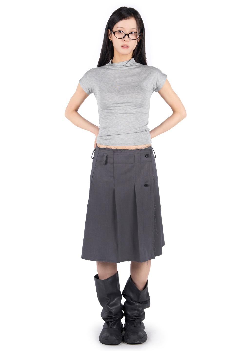 릿킴 CUT OUT PLEATS MIDI SKIRT