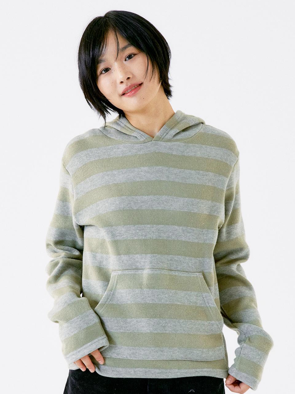 Stripe Knit Hoodie, Green