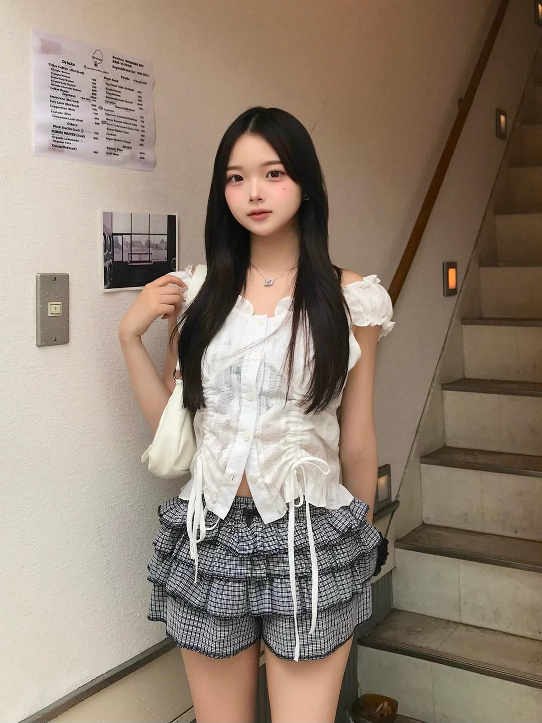 チェックフリルショートパンツ