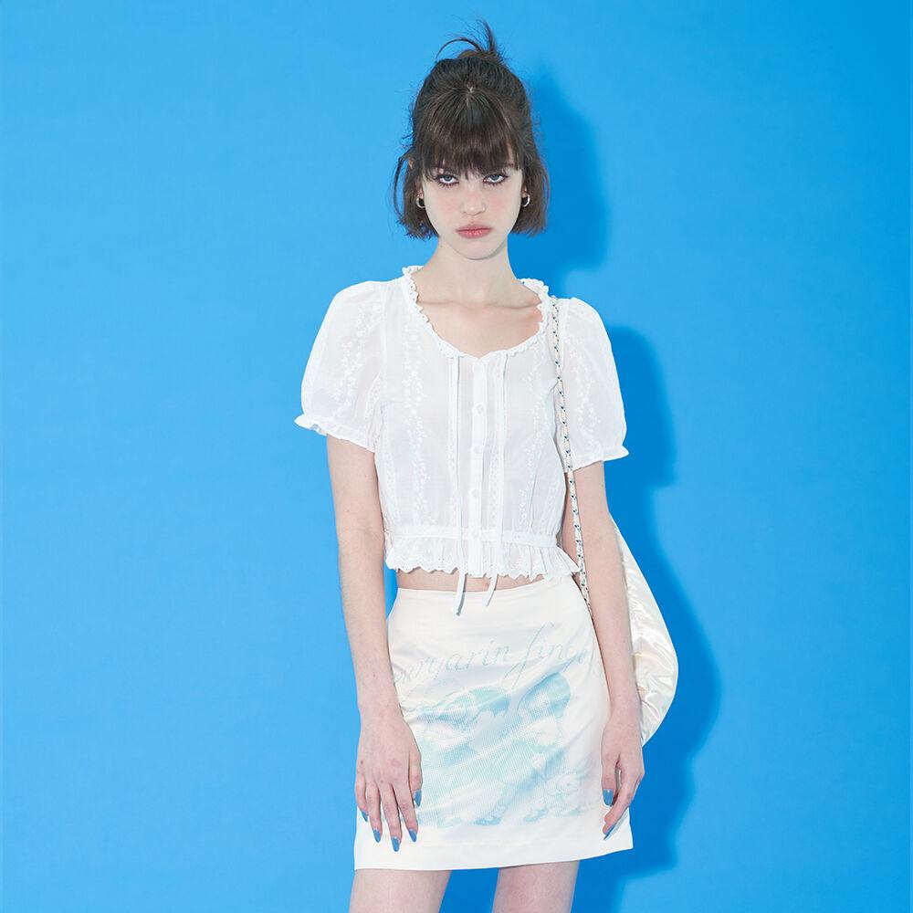 TWIN GRAPHIC SKIRT (CREAM)
