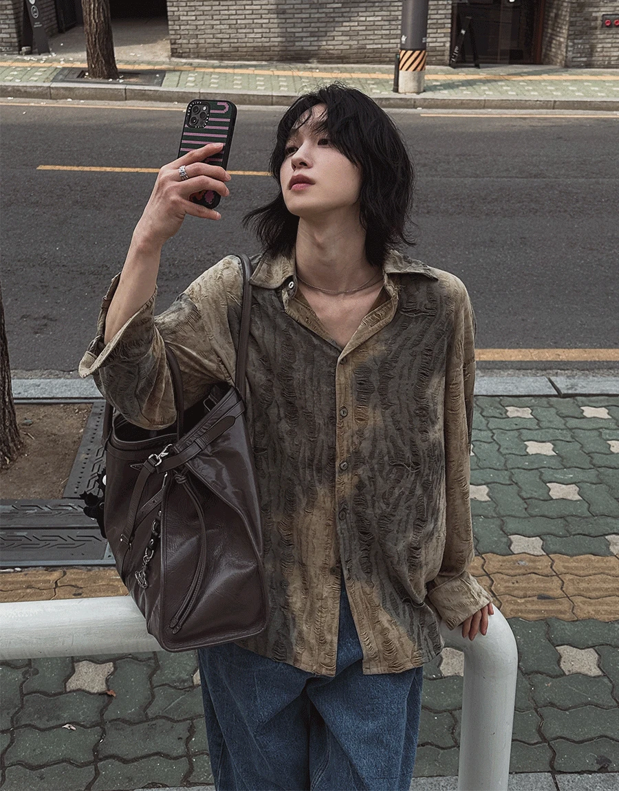 녹시 그런지 다잉 오버핏 셔츠 (3 color)