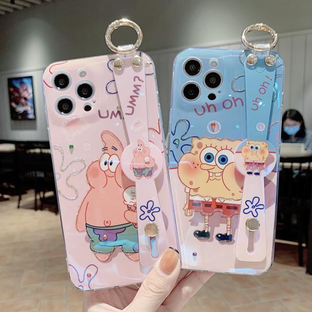 스폰지밥 뚱이 커플 홀로그램 스트랩 아이폰 케이스 : 갤앤아이