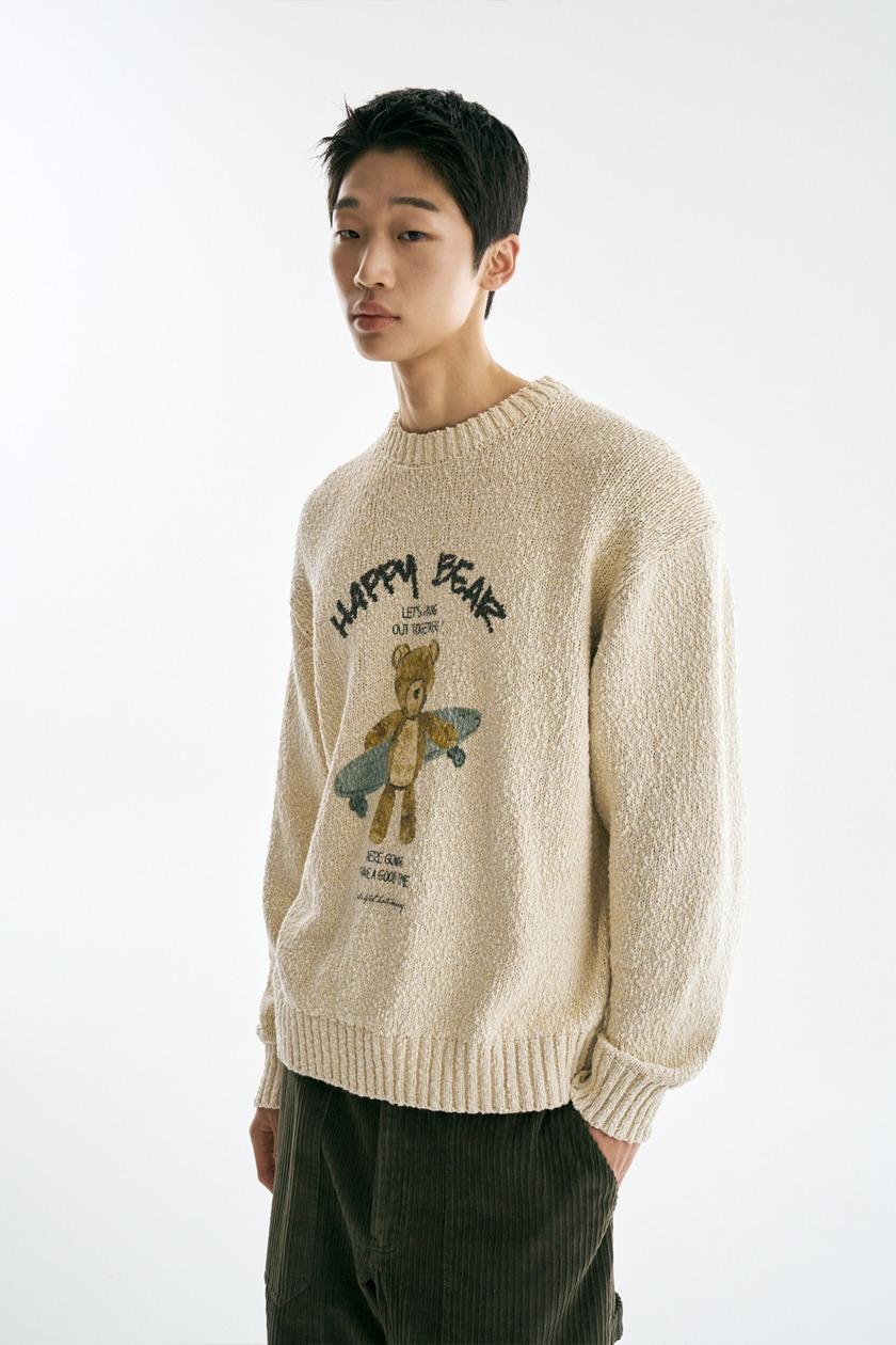 해피 베어 프린티드 니트 2color