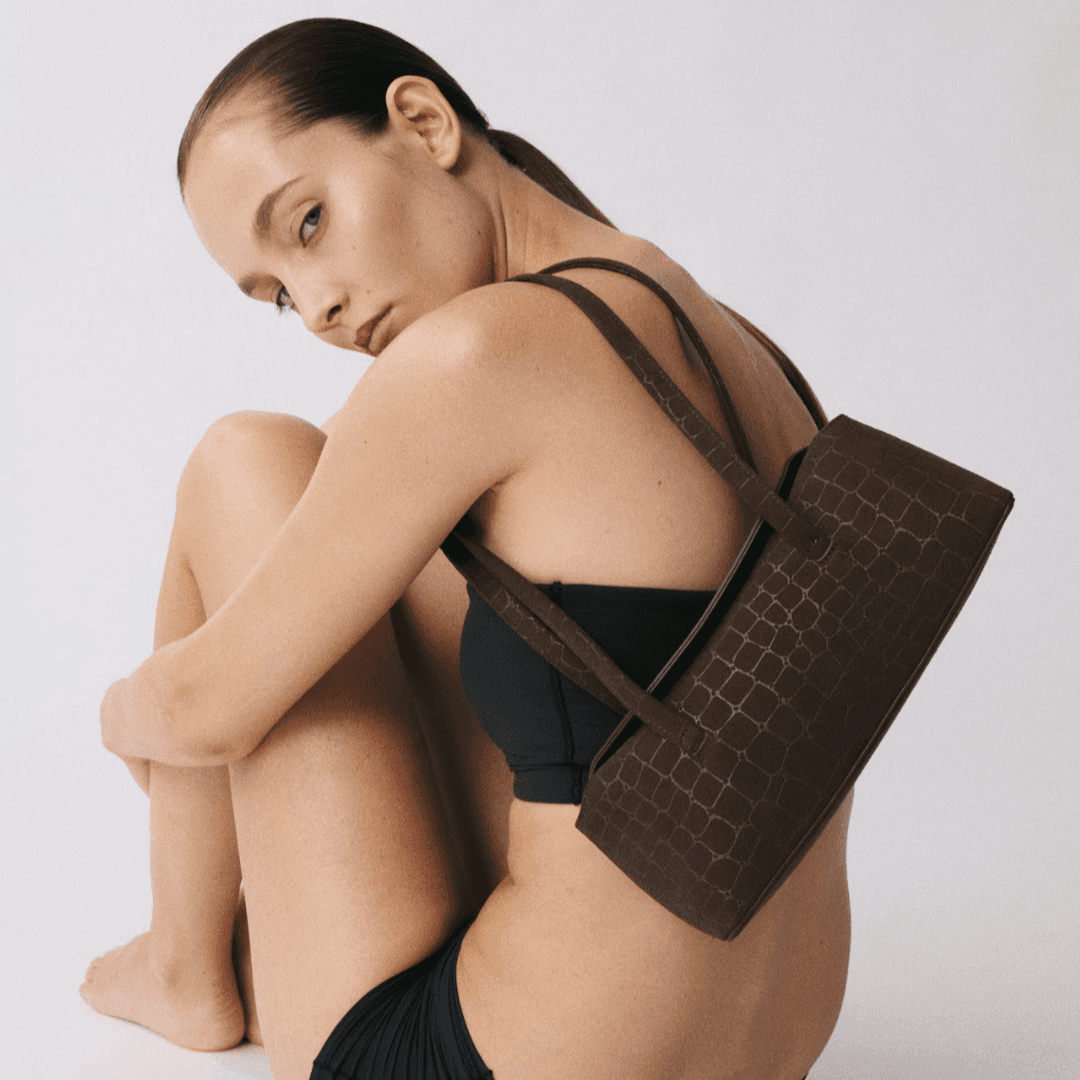Mini Chrystie Bag - Chocolate Suede Croc