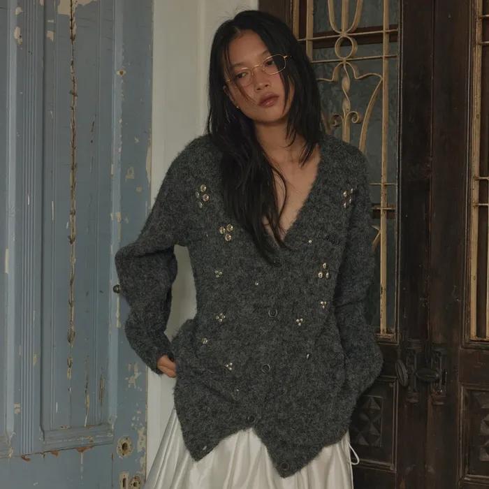 Disco Sparkle Cardigan / Gray