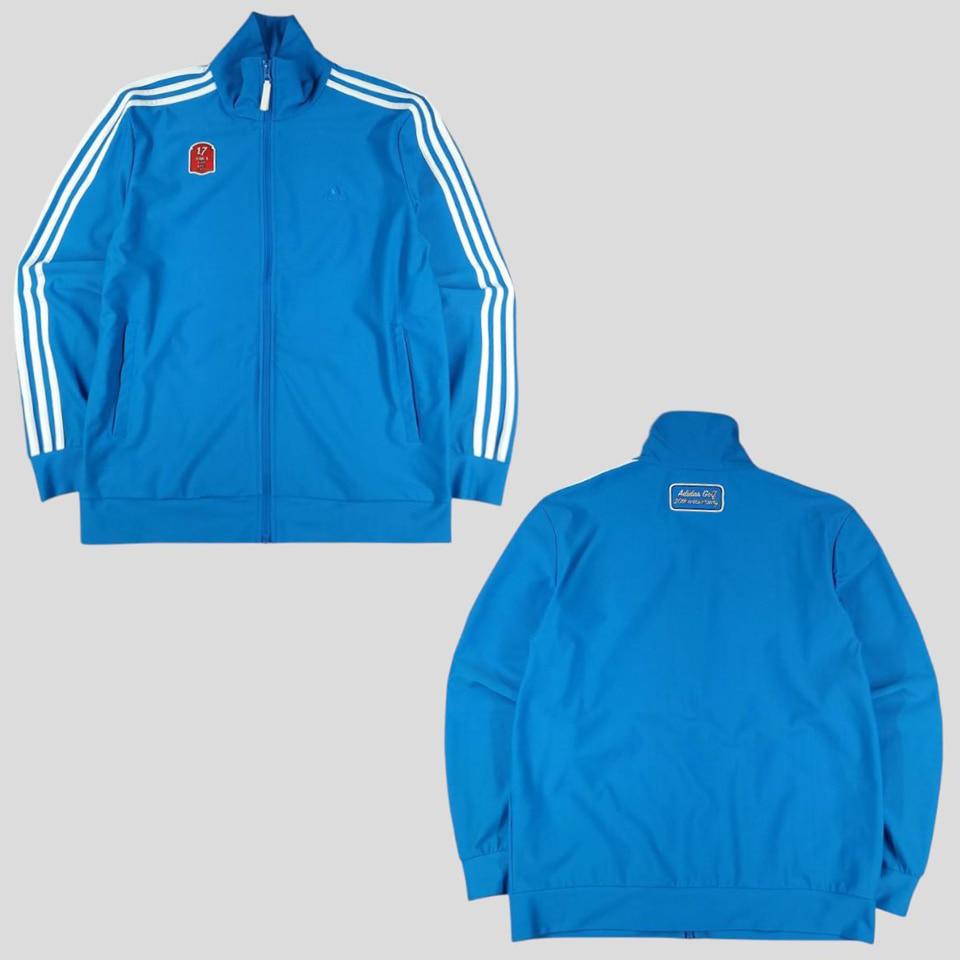 아디다스 골프 20주년 블루 화이트 톤톤 로고 삼선 나일론블렌드 트랙탑 집업 져지 L