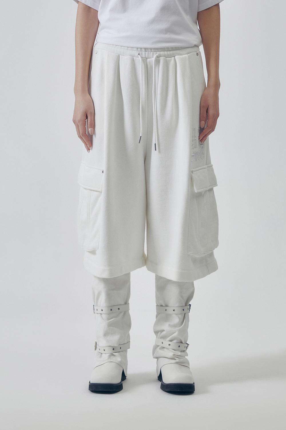 Sweat Cargo Shorts [ White ]