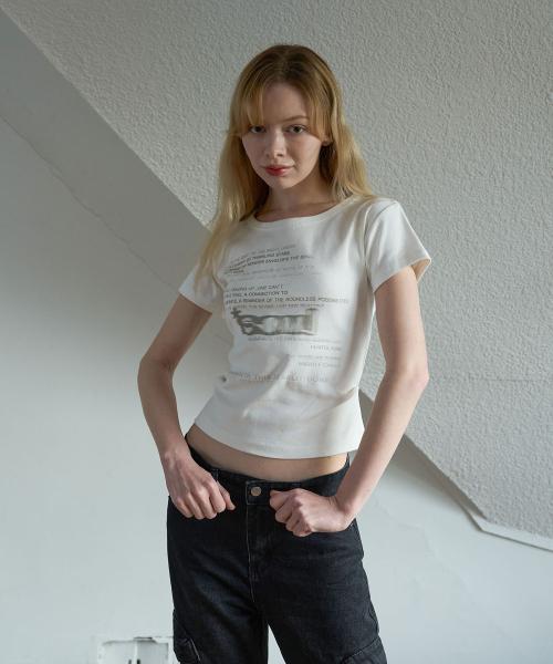 soml 로고 슬림 크롭 티셔츠 화이트