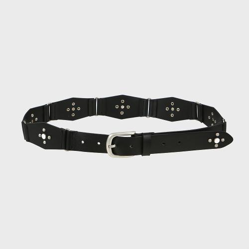 RIVET HEXAGON ECO LEATHER BELT 가죽 벨트 BLACK BQ4AA001