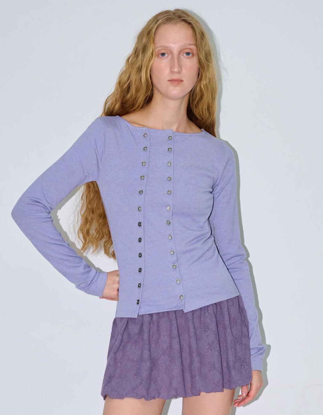 BUTTON TWO WAY CARDIGAN, LIGHT PURPLE