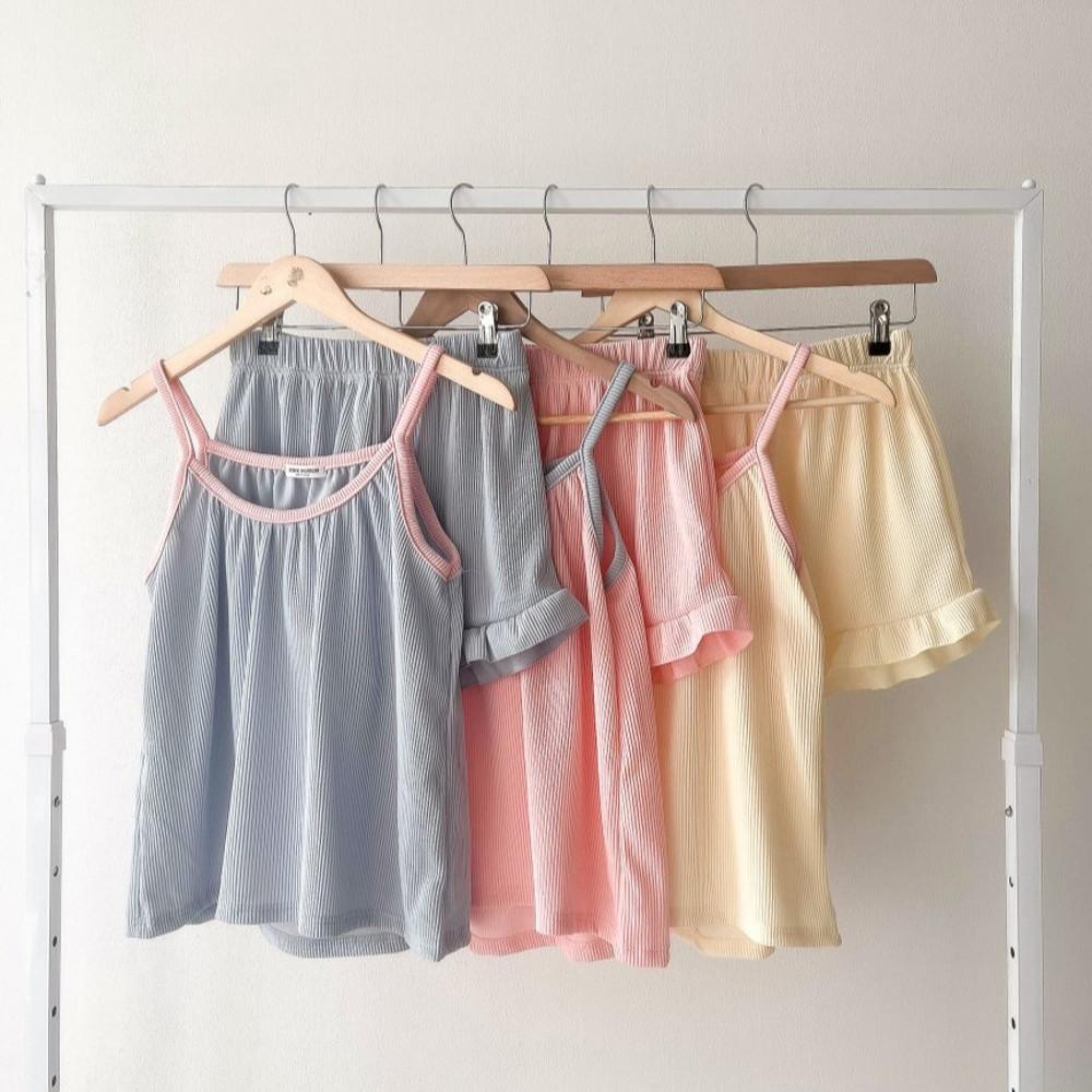 국산 스판 솜사탕 나시잠옷세트 여름 파자마 홈웨어 파자마파티