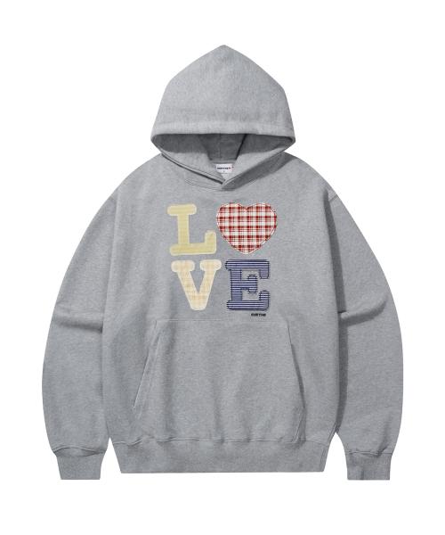 헬로 월드 패치워크 LOVE 후드티_그레이