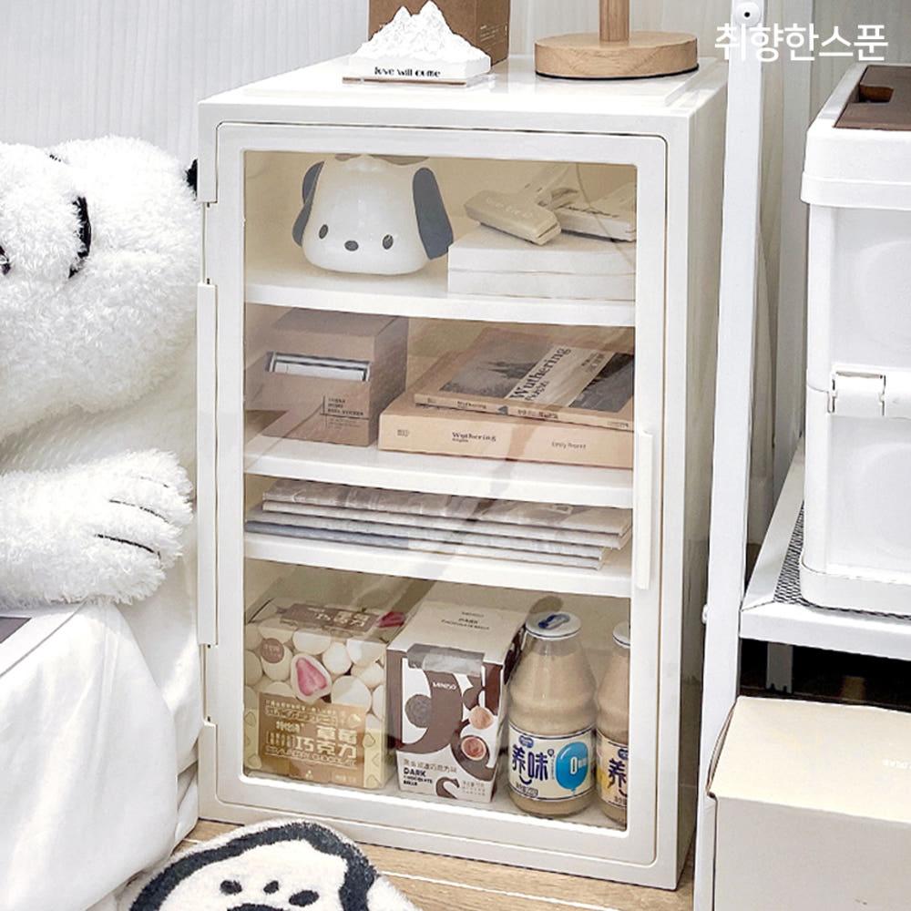 투명도어 플라스틱 수납 협탁 침대협탁 원룸인테리어