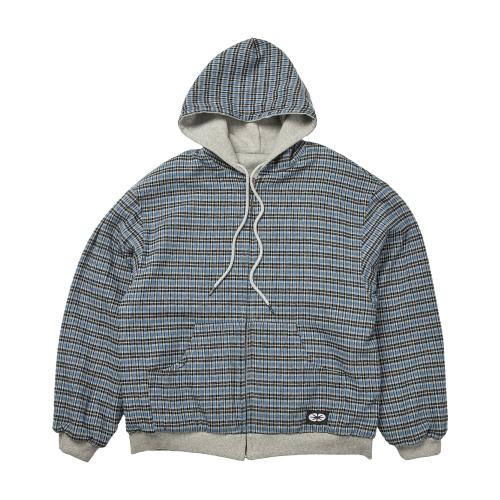 이알티알(ERTR)  Reversible Hoodie Zip-Up Check Blue - 사이즈 & 후기 | 무신사