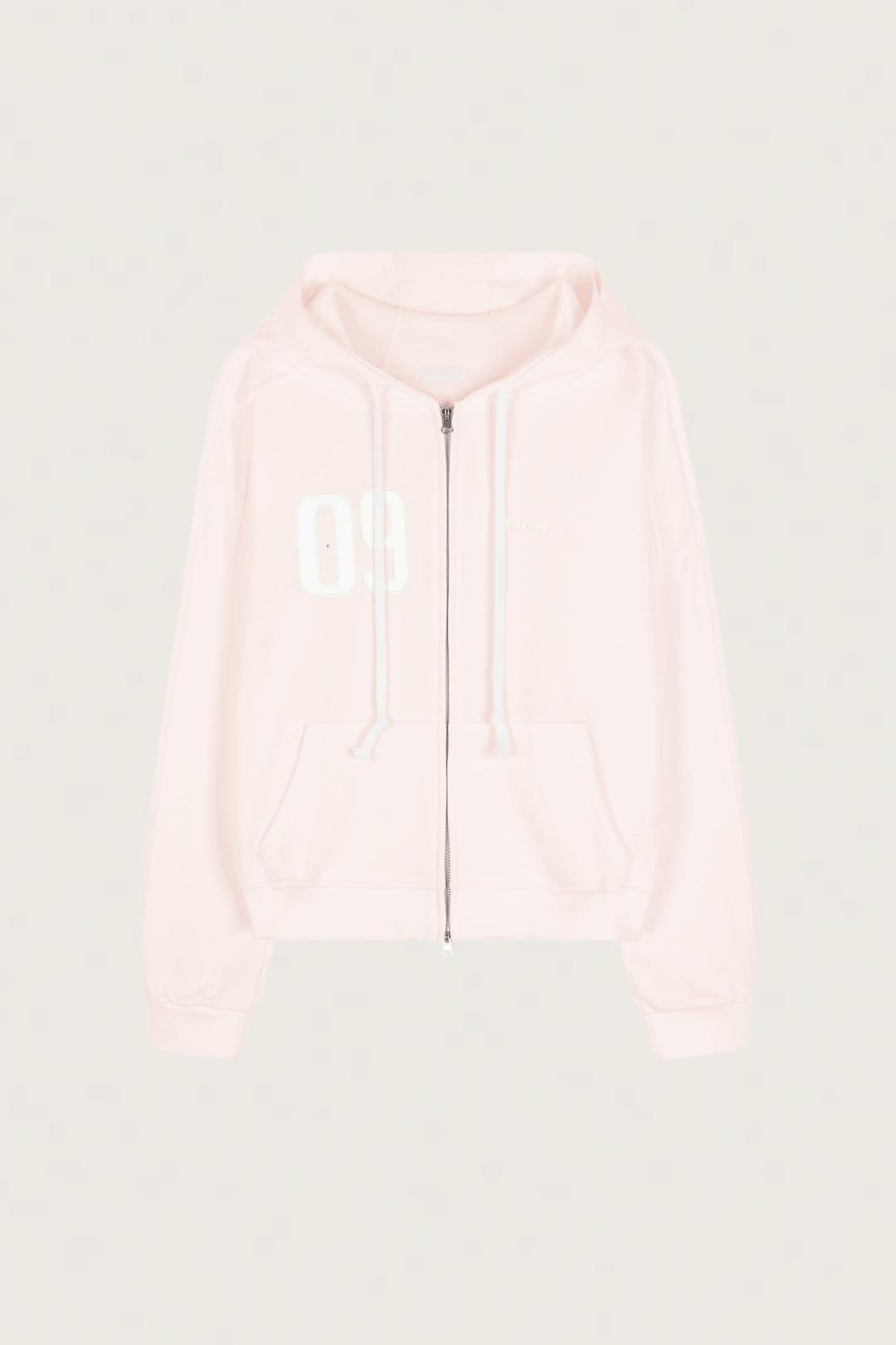 Classic 09 Numbering hooded zip-up, Pink