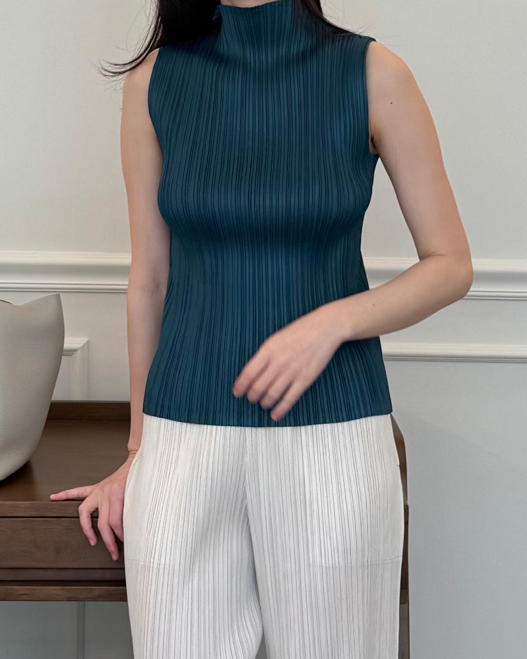 Pleats basic sleeveless - viridian