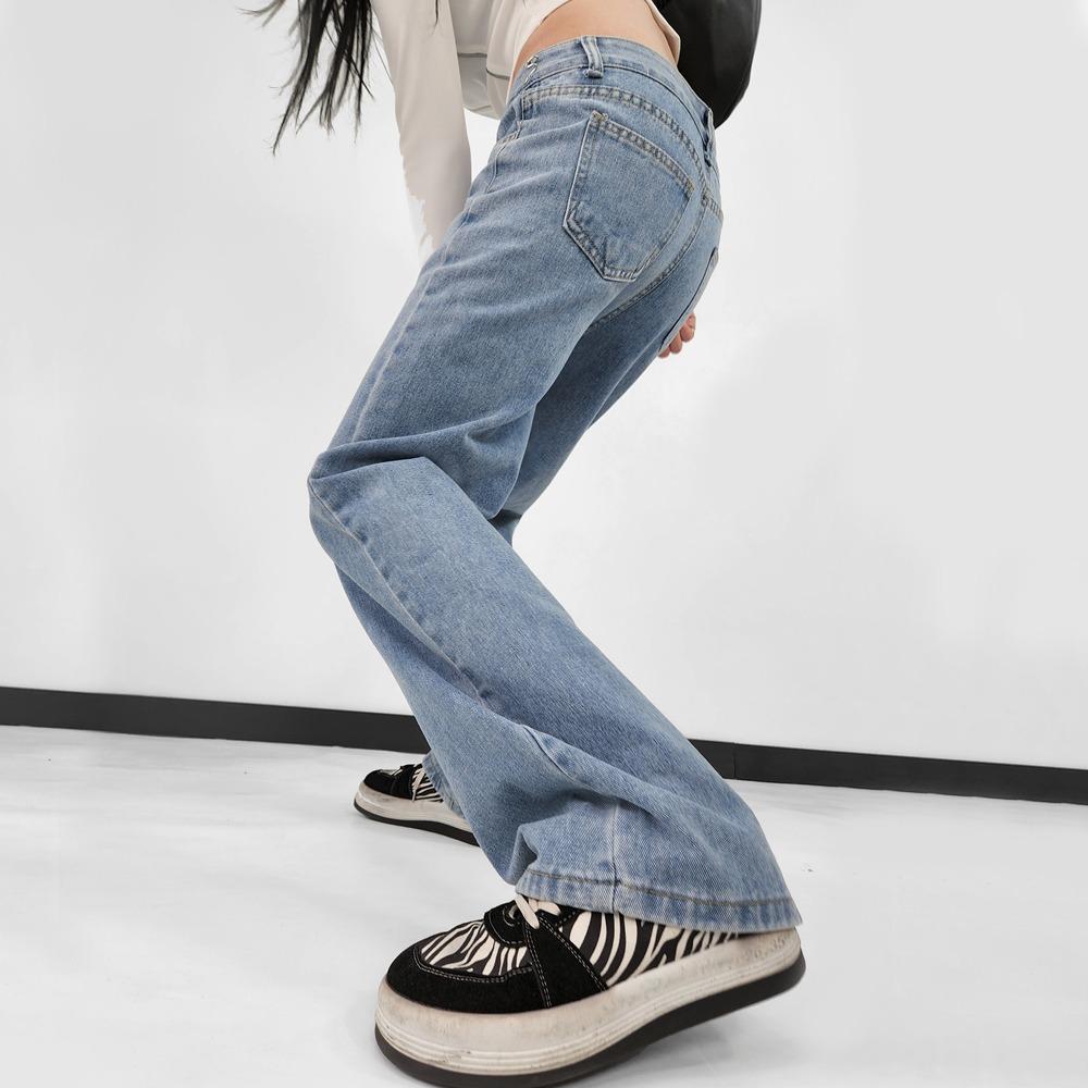 투웨이 후크 버클 로우라이즈 핀턱 연청바지 데님 와이드팬츠