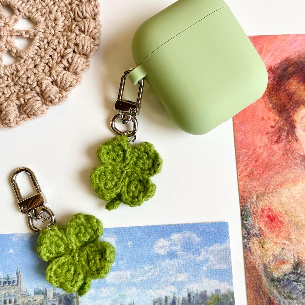미니 네잎클로버키링 뜨개키링