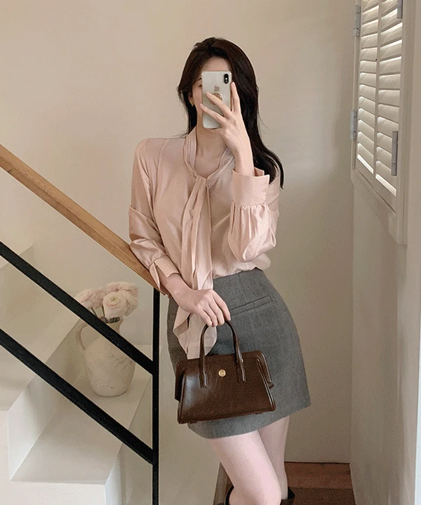 세인츠 스카프 타이 블라우스 - 3color