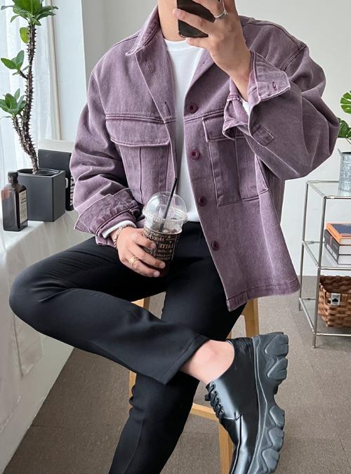 로건 피그먼트 오버 자켓