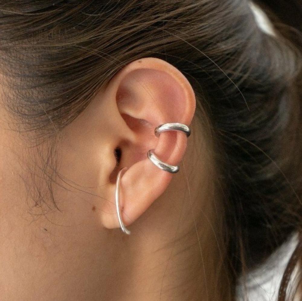 은 실버925 플랫 귀안뚫는 귀찌 링 심플 이어커프 귀걸이