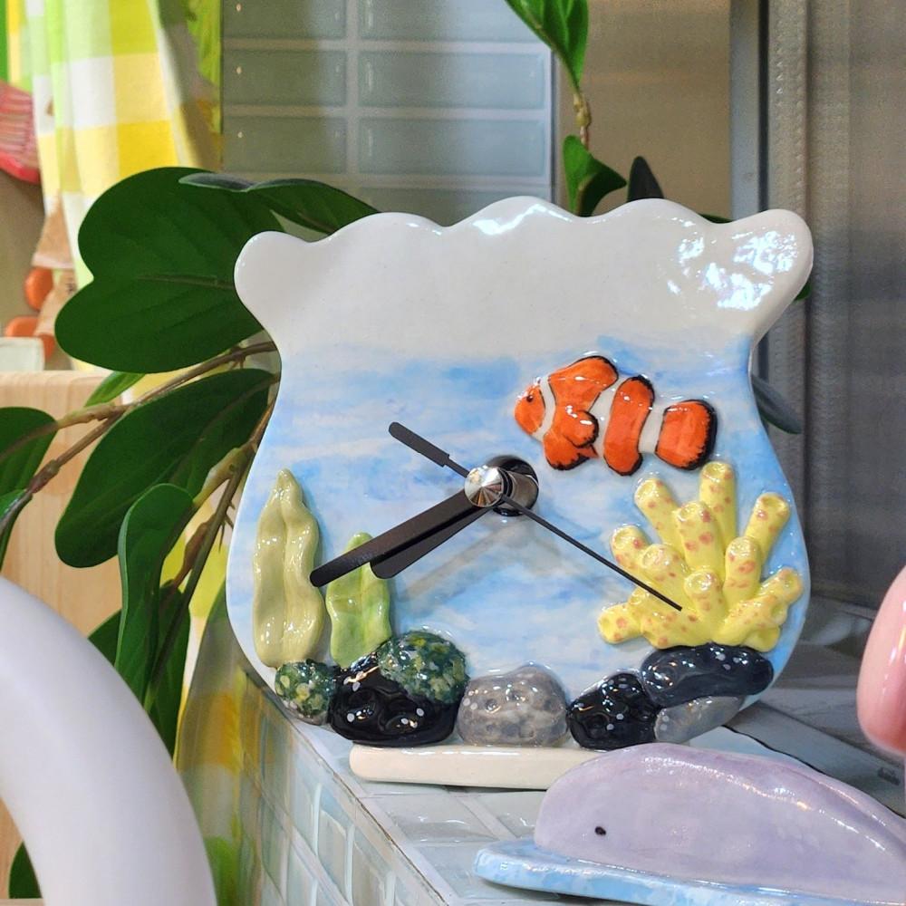 핸드메이드 도자기 뽀글보글 어항 시계