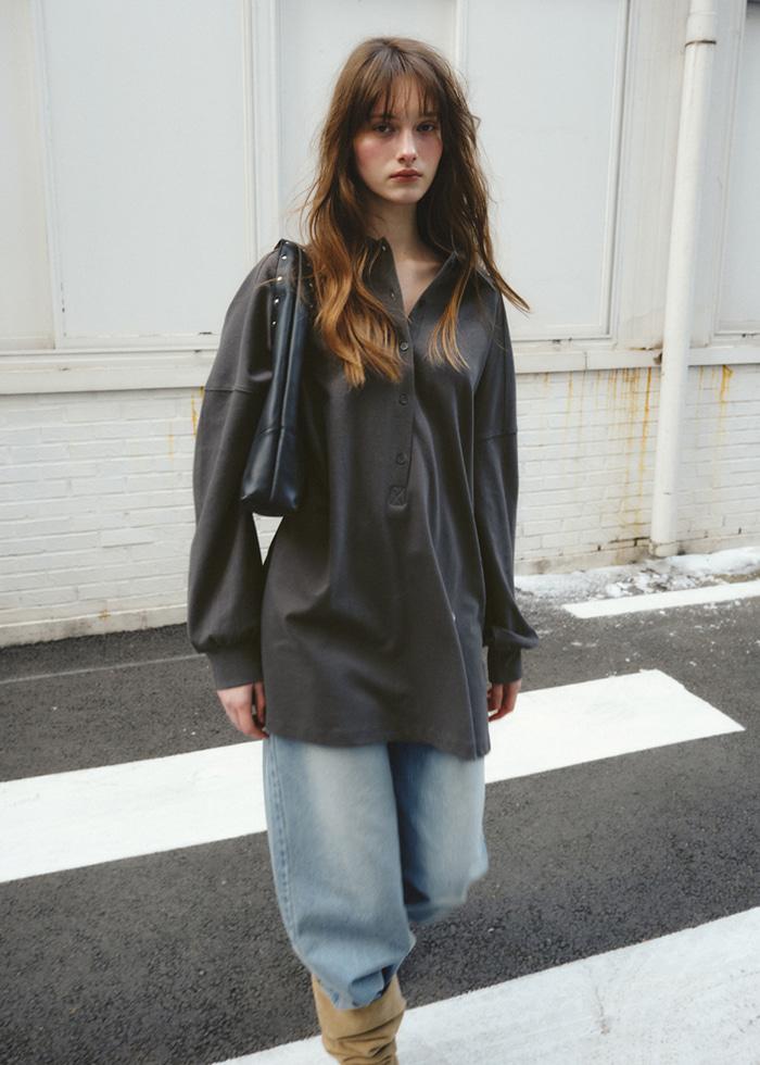 Easy Oversized Shirt One-piece_CTOP713(Charcoal)