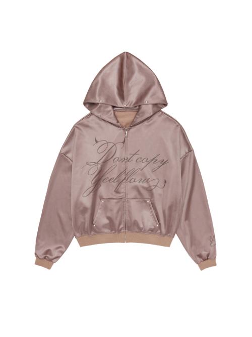 SILKET PEARL ZIP-UP HOODIE DUST PINK