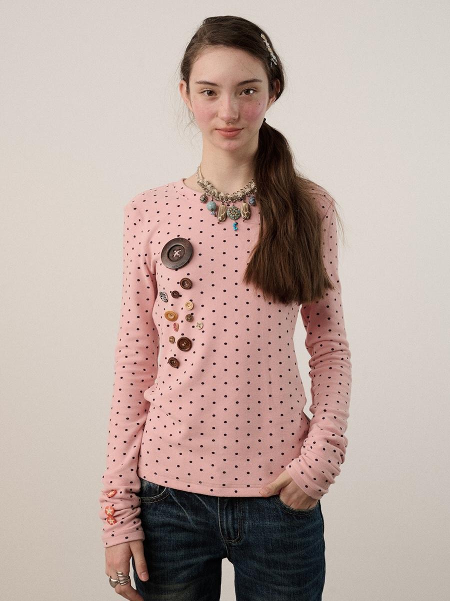 Achihara Polka Record Velvet T-shirt (4color)