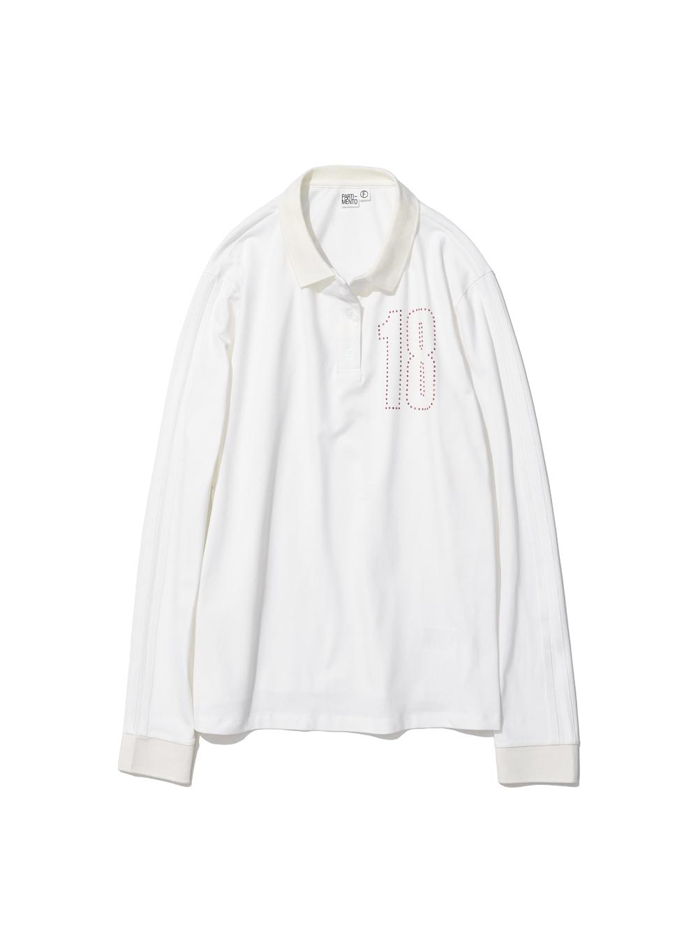 [WOMEN] 18 SPORTS POLO LONG SLEEVE TEE_WHITE