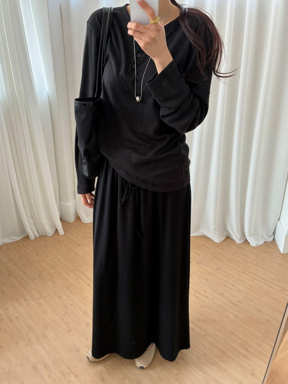 [당일출고|블랙] 릴리 데일리 맥시 밴딩스커트 (2color)