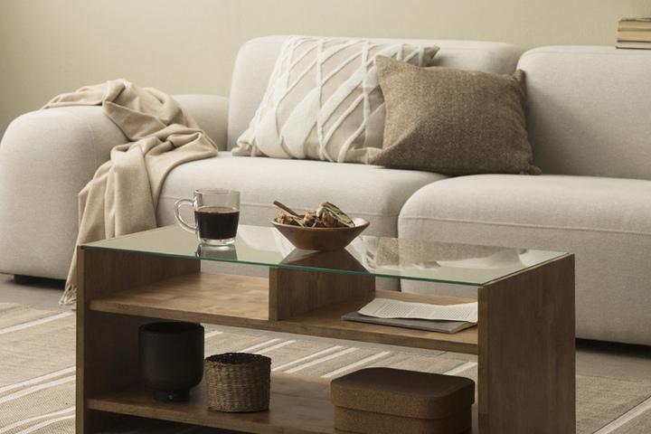 소담 고무나무 원목 강화 유리 800 소파 거실 테이블