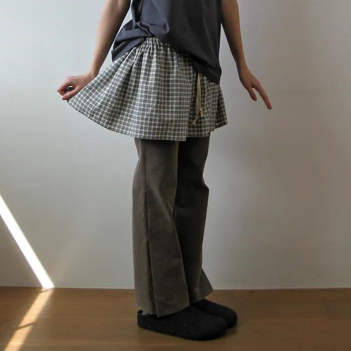 Check layered skirt, black