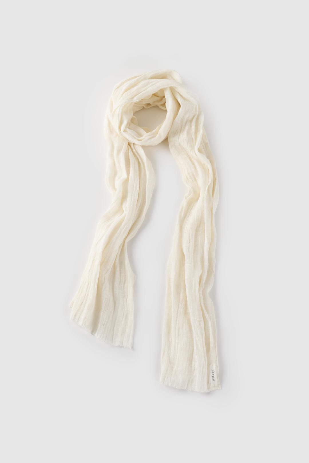 Crinkle Linen Scarf (Ivory)