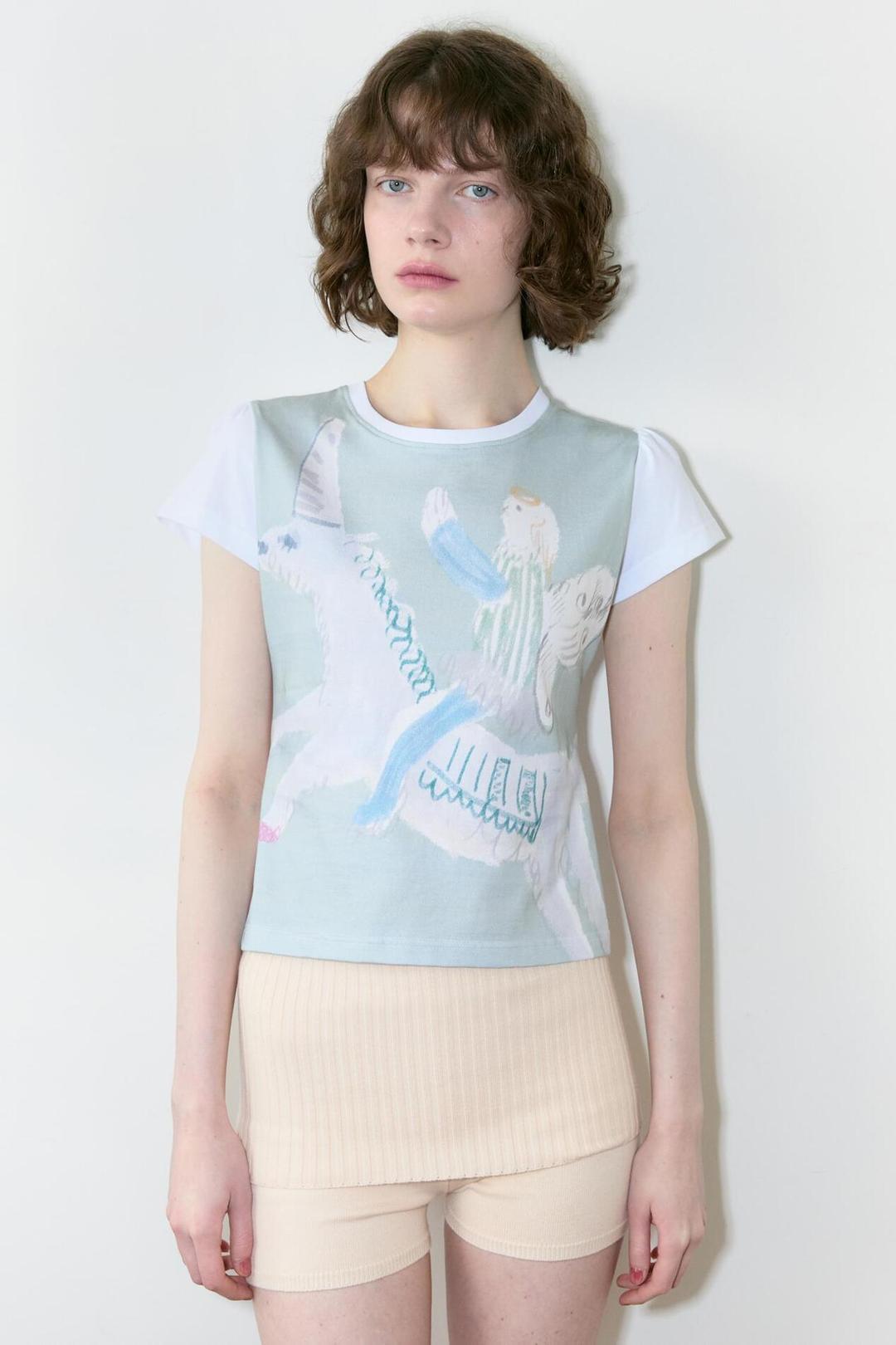 Color Block Unicorn Puff T-Shirt (Mint)